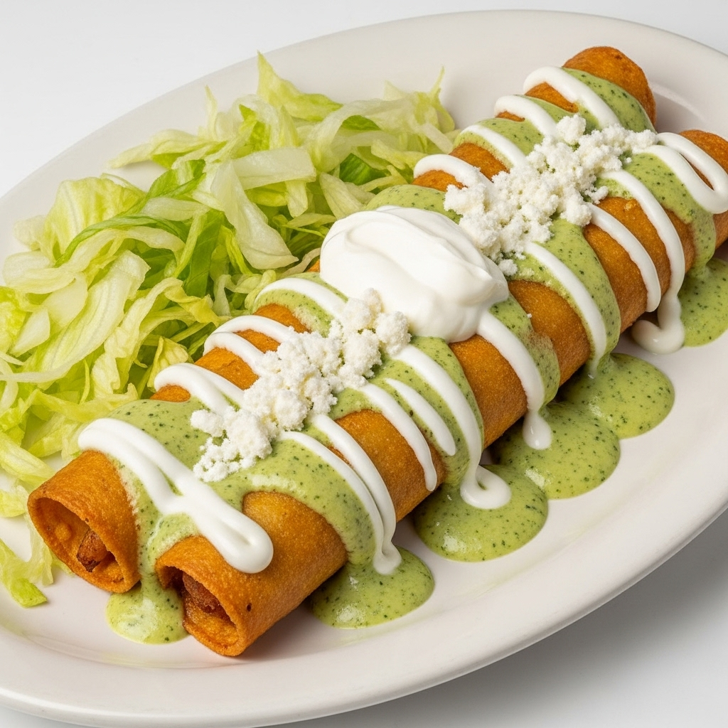 A close-up of our delicious flautas